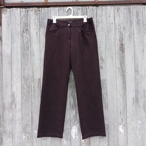 Eileen Fisher Pants Women's Sz S Mid Rise Brown Wide Leg Dress Trouser Stretch